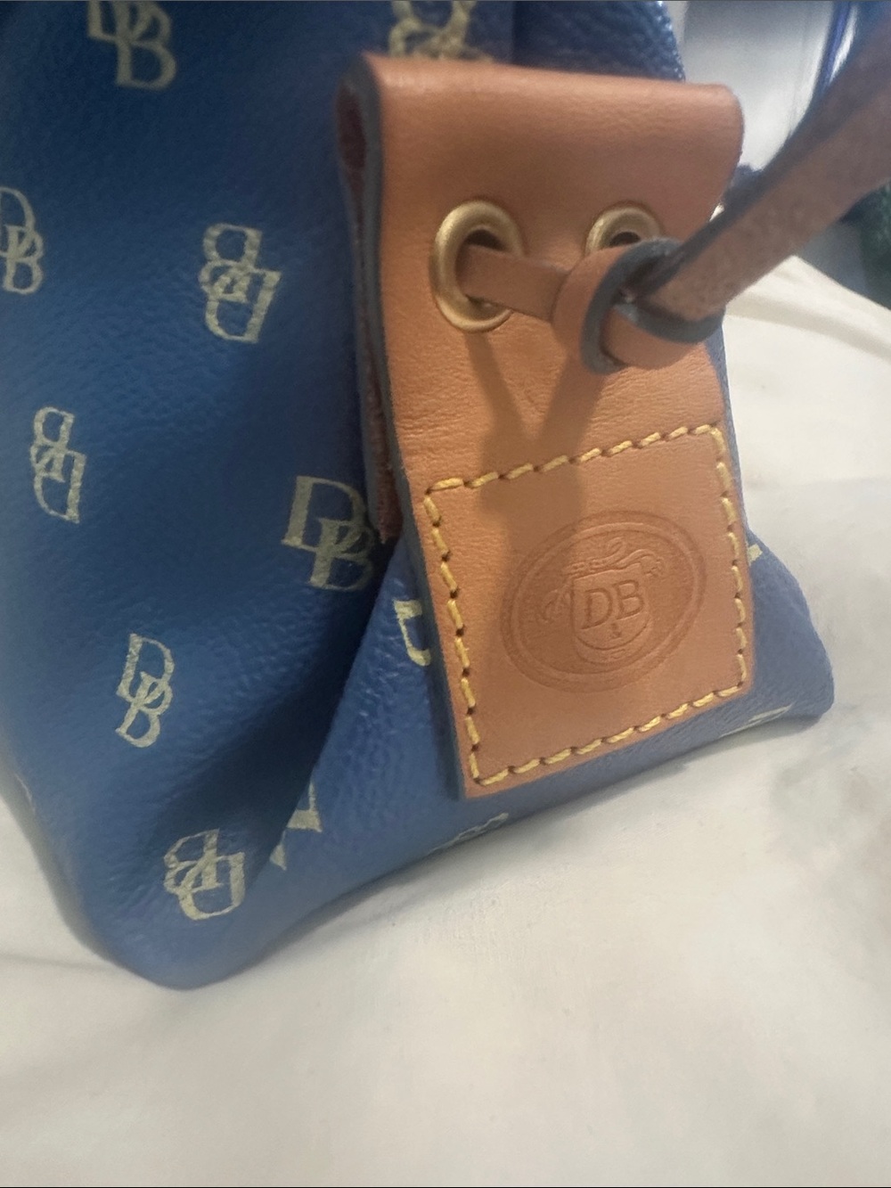 Dooney & Bourke Mini Blue and Tan Logo Satchel - Picture 6 of 10